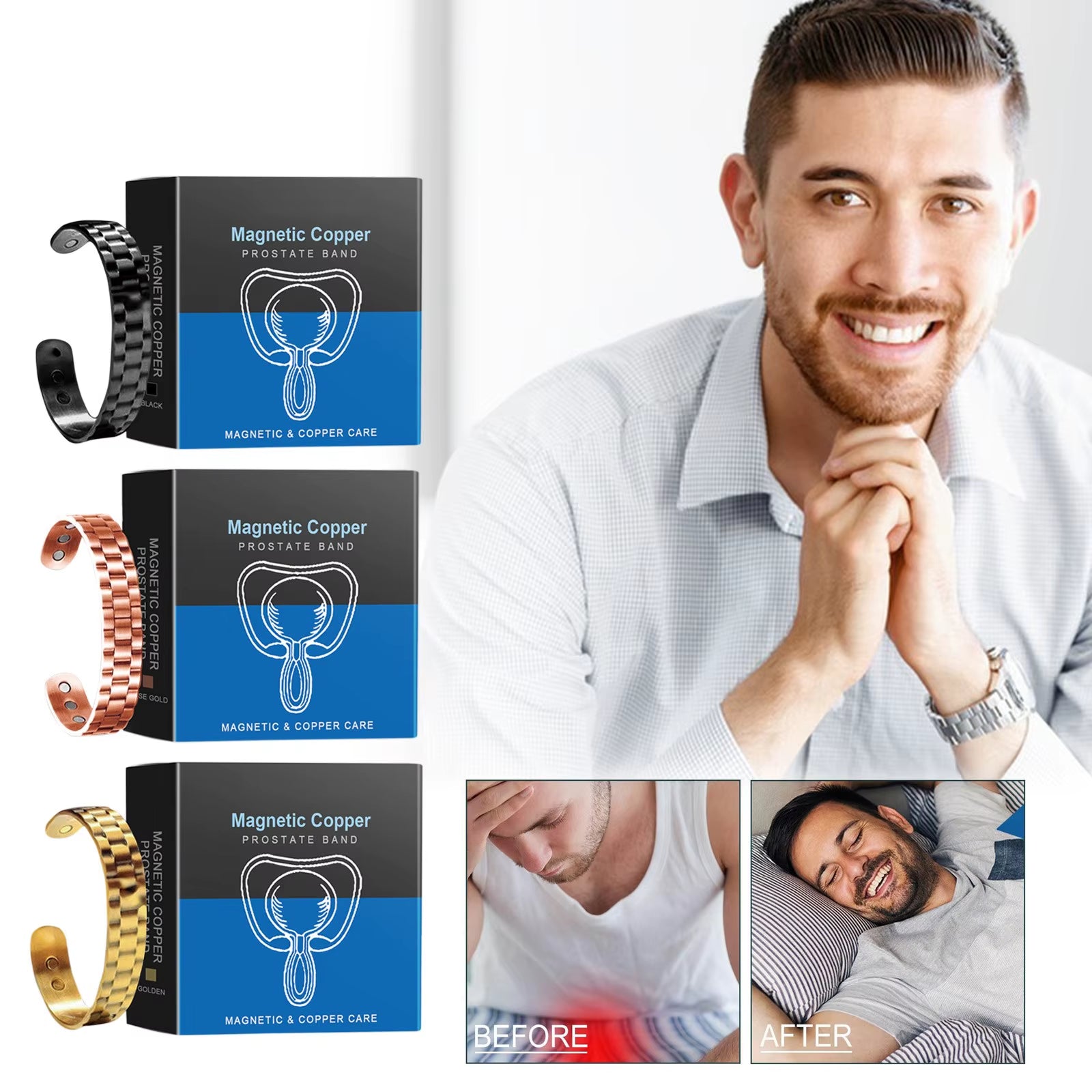 Magnetic Copper Prostate Strap Magnetic Copper Prostate Band Improves Blood Circulation Men'S Fashion Bracelet Relieves Prostate