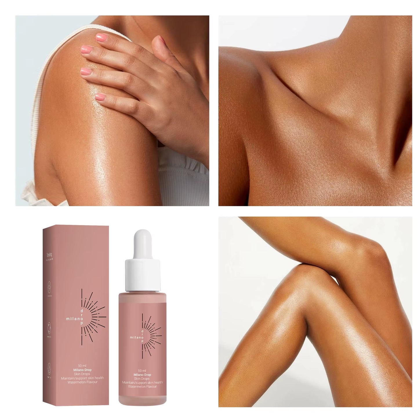 Self Tanning Drops Natural Tanner Enhance Skin Melanin Liquid Bronzer Preventing Sunburn Sunless for Body Face Tanning Products