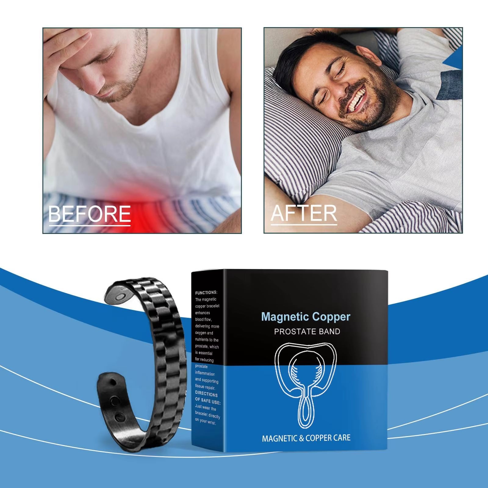 Magnetic Copper Prostate Strap Magnetic Copper Prostate Band Improves Blood Circulation Men'S Fashion Bracelet Relieves Prostate