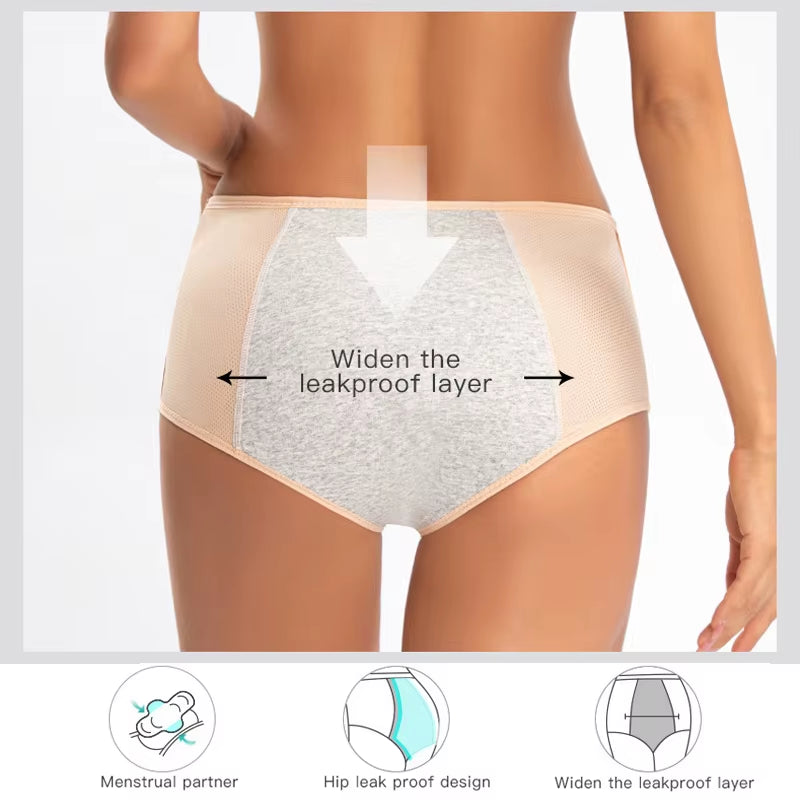 5Pcs/Set Leak Proof Menstrual Panties Women Period Underwear Sexy Pants Physiological Underwear plus Size Waterproof Briefs&Gift