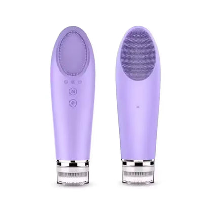 2024 New Rechargeable Sonic Facial Cleansing Brush with Hot and Cool Compress Silicone Face Cleanser for Deep Cleaning